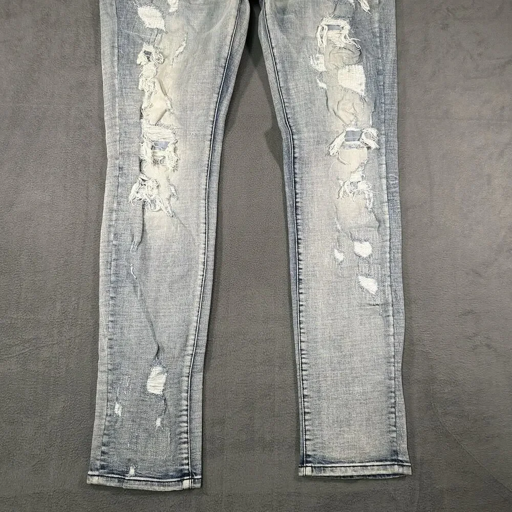 Grindhouse Denim Jeans Light Wash Men’s 38x33 Distressed Slim Fit Streetwear